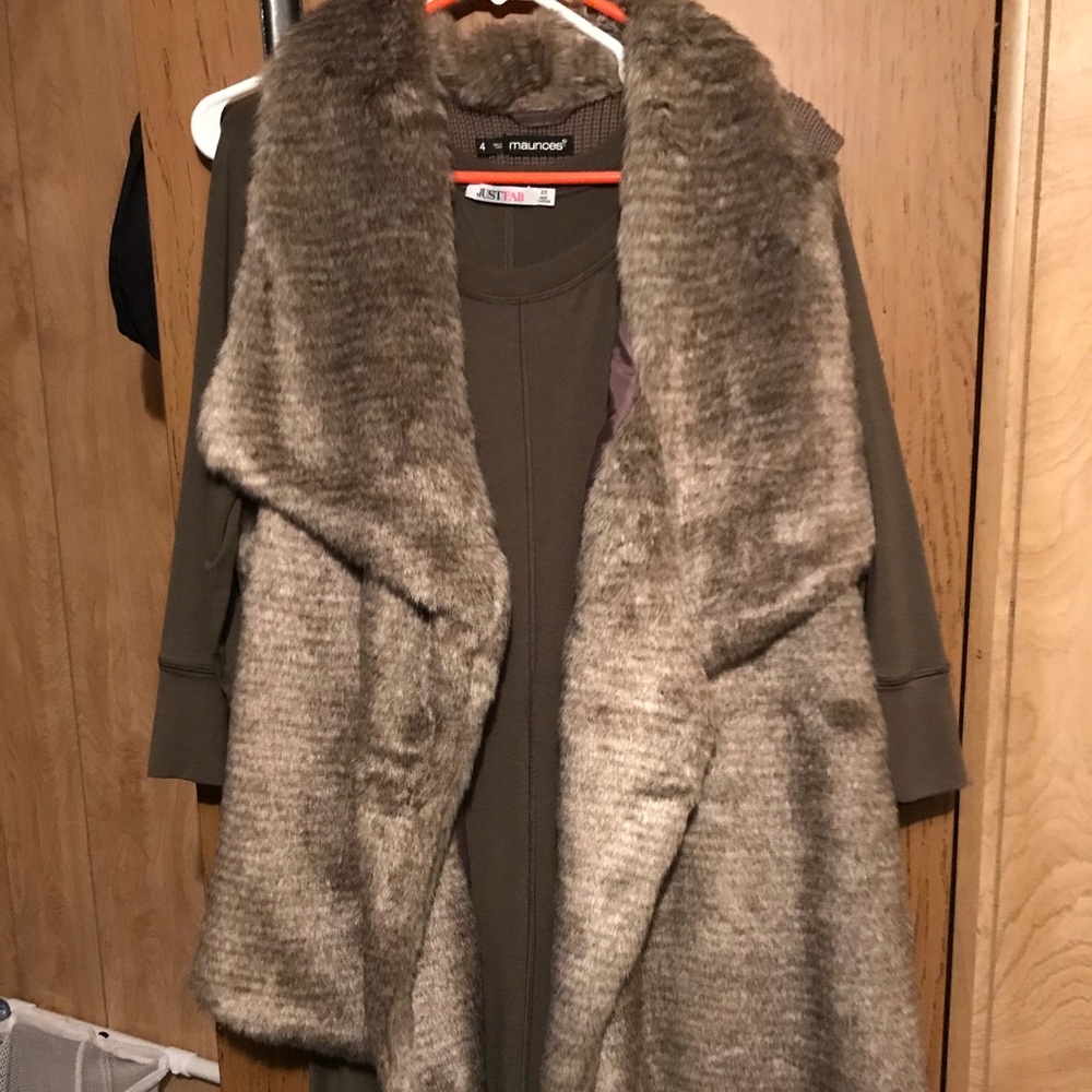 Plus Brown Fur Vest